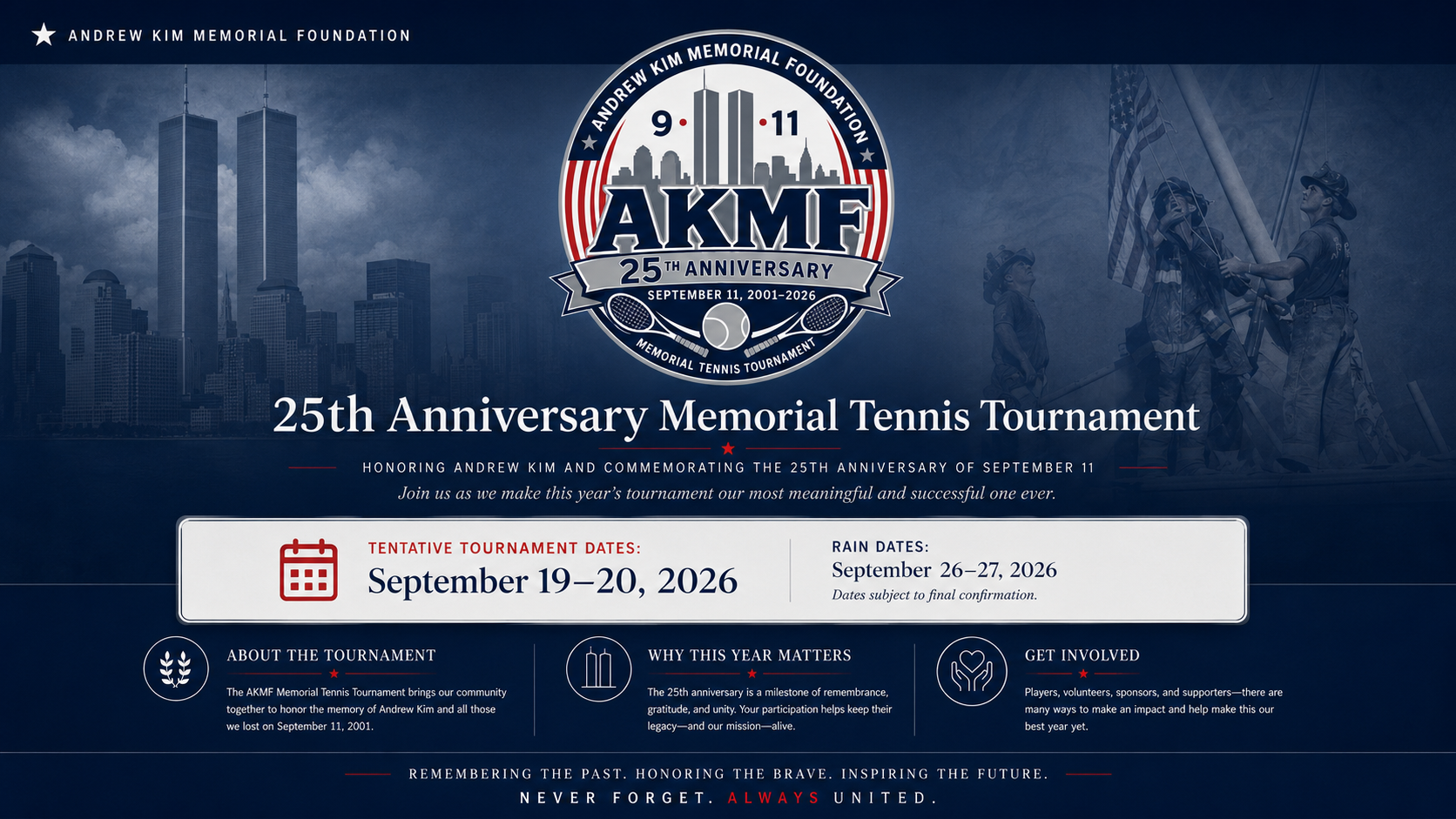 Andrew Kim Memorial Foundation 25th Anniversary Memorial Tennis Tournament announcement
